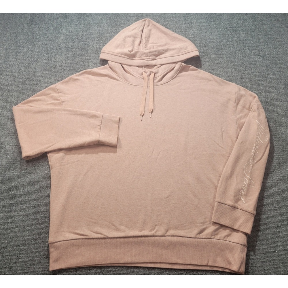 Victoria's Secret Blush Pink Graphic Sleeve Pullover Hoodie XL Relaxed Fit